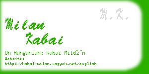 milan kabai business card
